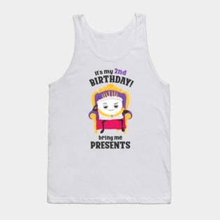 Funny 2nd Birthday Party - Cake and Presents - King or Queen for a Day Tank Top
